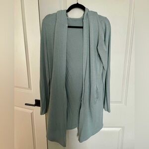 Long Blue  Hooded Cardigan